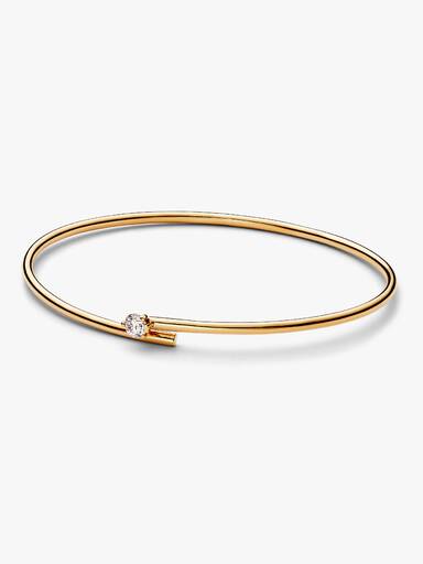 Pandora Nova 14k Gold Lab-grown Diamond Open Bangle