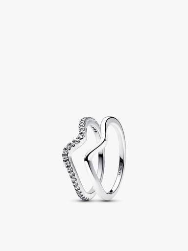 Silver Wave Ring Stack