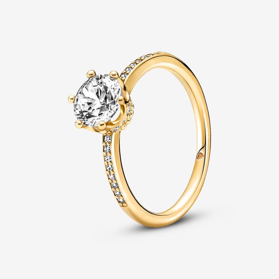 Clear Sparkling Crown Solitaire Ring image number 0