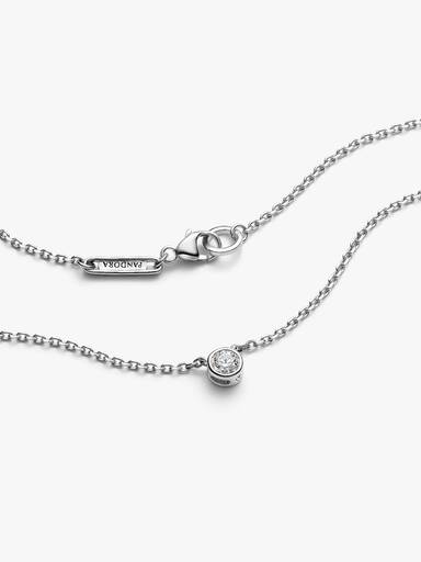 Pandora Era Bezel Sterling Silver Lab-grown Diamond Pendant Necklace