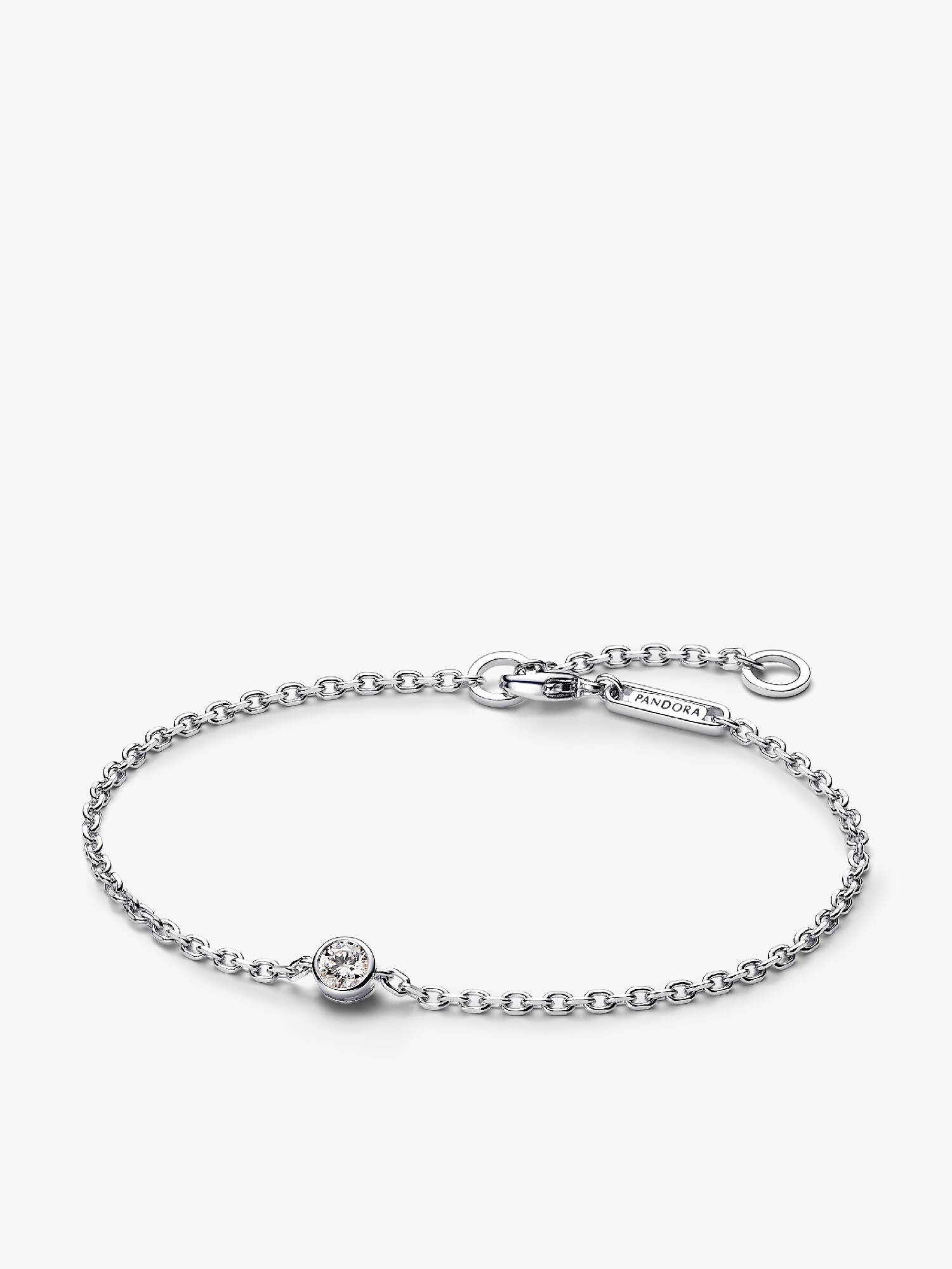 Pandora Era Bezel Sterling Silver Lab-grown Diamond Chain Bracelet