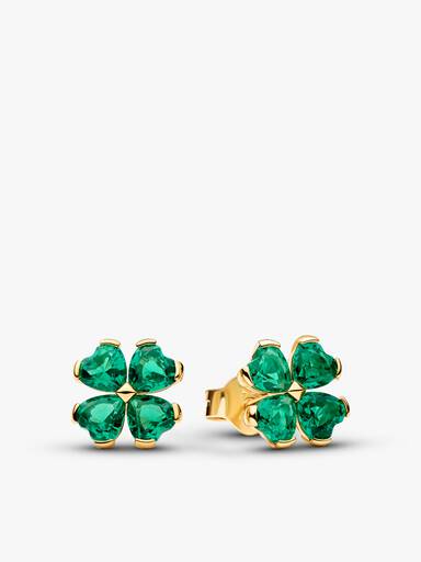 Green Lucky Clover Necklace & Earring Set