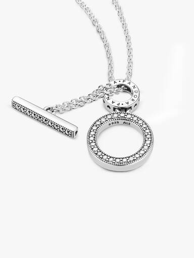 Double Hoop T-bar Necklace