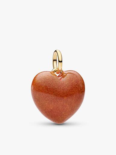 Orange Puffy Heart Pendant Necklace