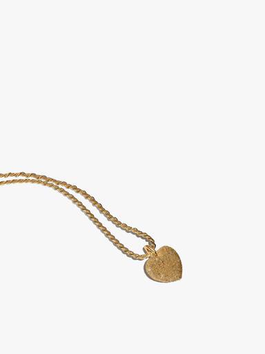 Gold Textured Puffy Heart Pendant Necklace