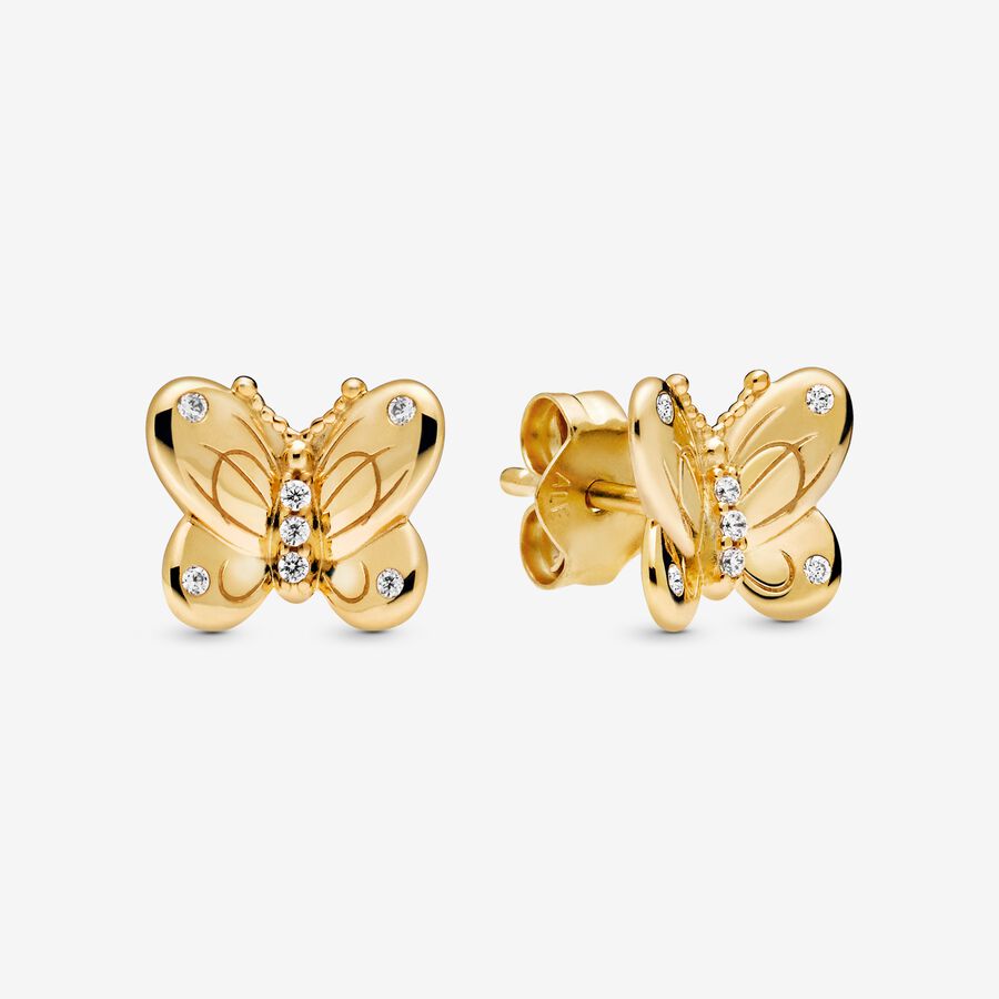 Butterfly Pandora Shine stud earrings with clear cubic zirconia image number 0