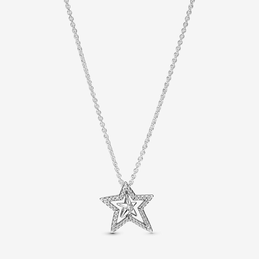 Pavé Asymmetric Star Collier Necklace image number 0