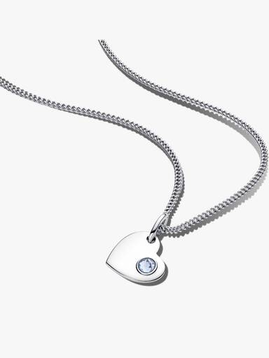 March Birthstone Heart Pendant Necklace