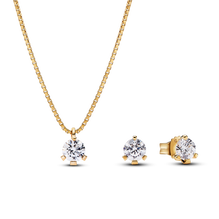 Pandora Nova 14k Gold Lab grown Diamond Pendant Necklace and Earrings set