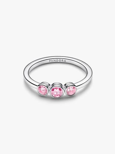Pandora Era Bezel Sterling Silver Pink Lab-Grown Diamond Triple Stone Ring
