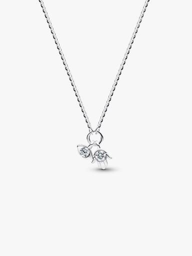 Pandora Talisman Sterling Silver Lab-Grown Diamond Evil Eye & Hamsa Hand Dangle Pendant Necklace