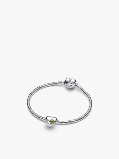 Engravable August Heart Bracelet and Charm Gift Set