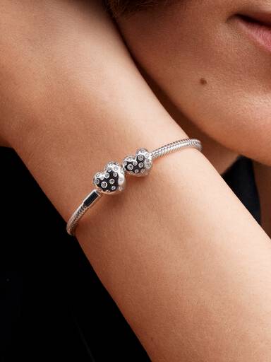 Pandora Sterling Silver Lab-grown Diamond Heart Clasp Snake Chain Bracelet