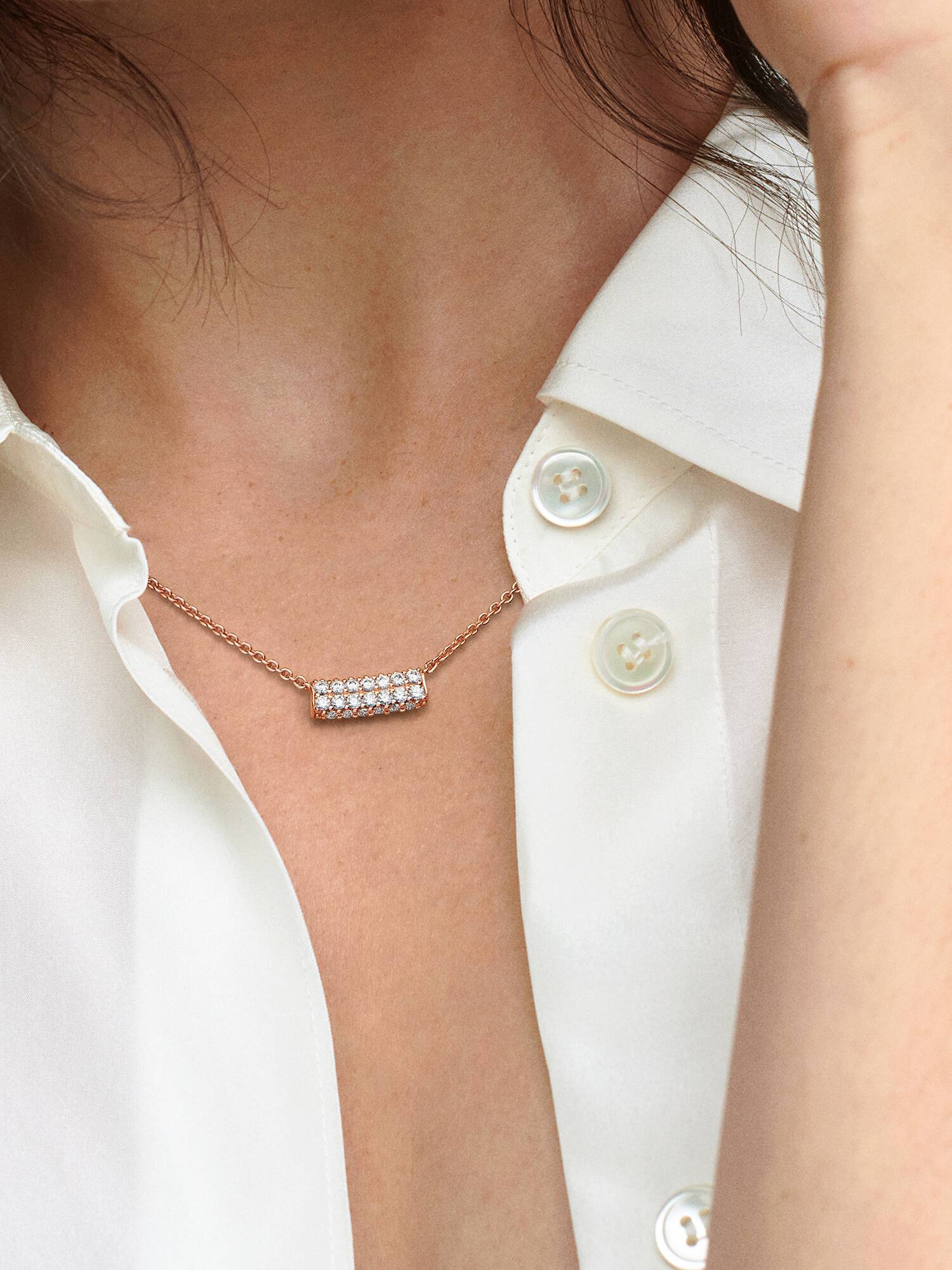 Pandora Timeless Pavé Double-row Bar Collier Necklace