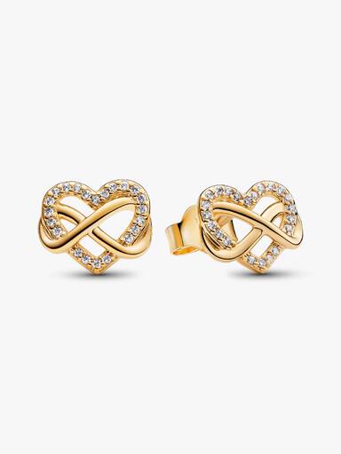 Sparkling Infinity Heart Stud Earrings
