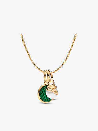 Green Engravable Mini Medallion Charm Necklace Set