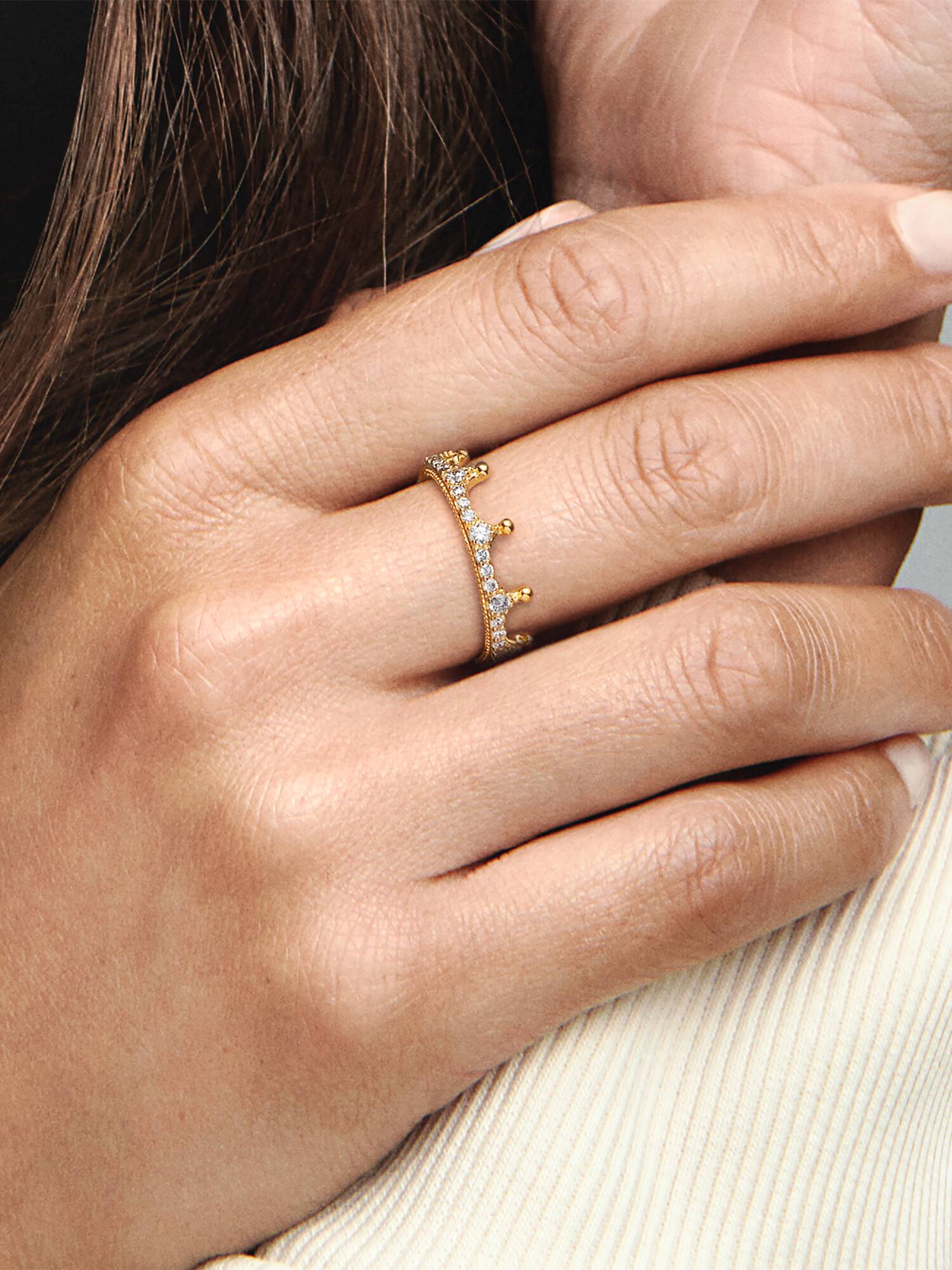 Clear Sparkling Crown Ring