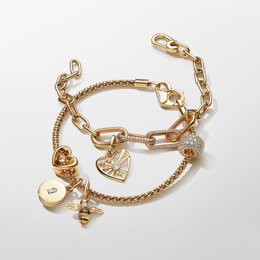 Openable & Engravable Love Locket Dangle Charm | Gold plated | Pandora UK