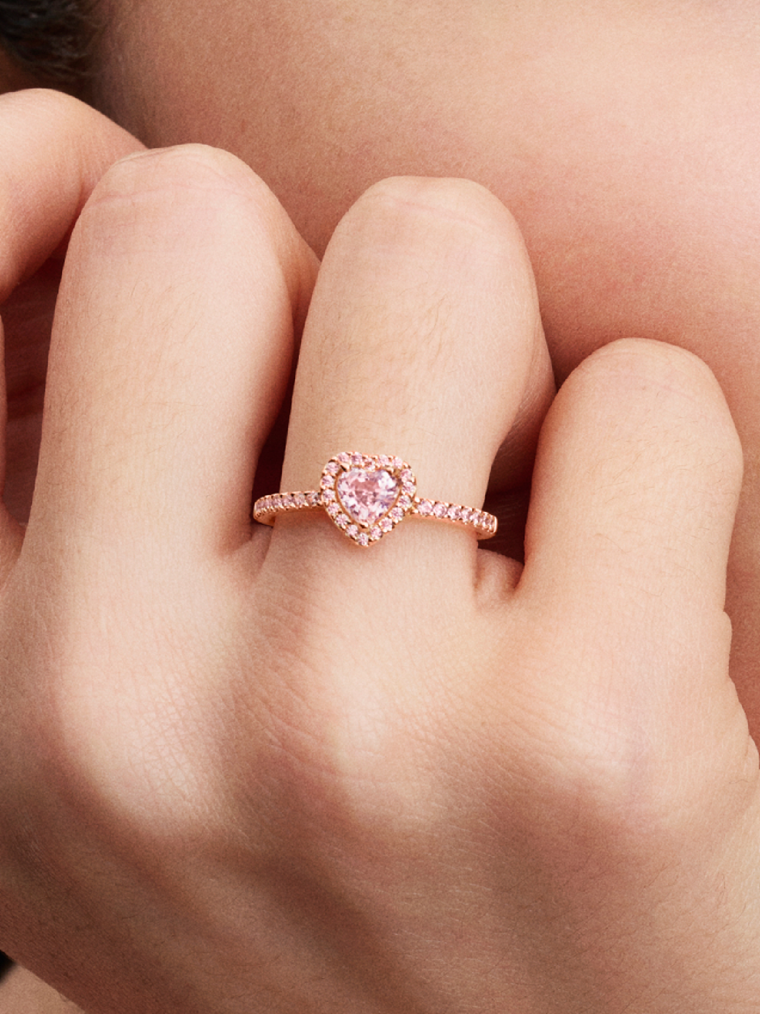 Sparkling Elevated Heart Ring | Rose gold plated | Pandora UK