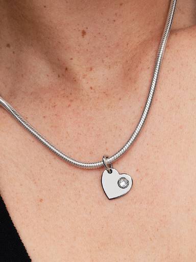 April Heart Clear Stone Dangle Charm