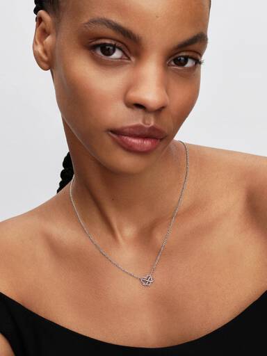 Sparkling Pink Infinity Heart Collier Necklace
