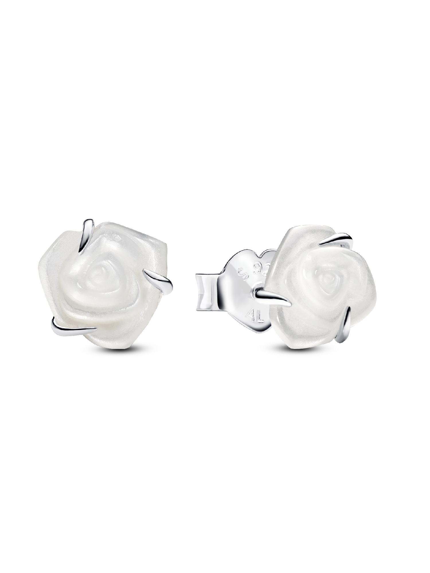 White Rose in Bloom Stud Earrings