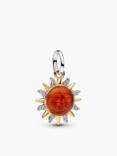 Swirling Sun Two‑Tone Pendant Necklace