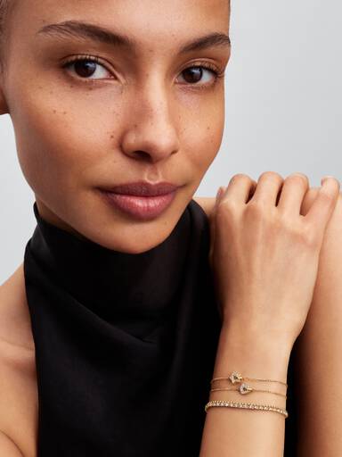 Pandora Talisman 14k Gold Lab-grown Diamond Pavé Heart Chain Bracelet