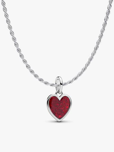 Engravable Red Heart Pendant Necklace