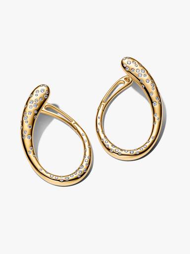 Organically Shaped Stone-Set Hinged Hoop Earrings