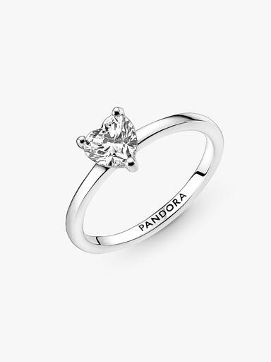 Sparkling Heart Solitaire Ring