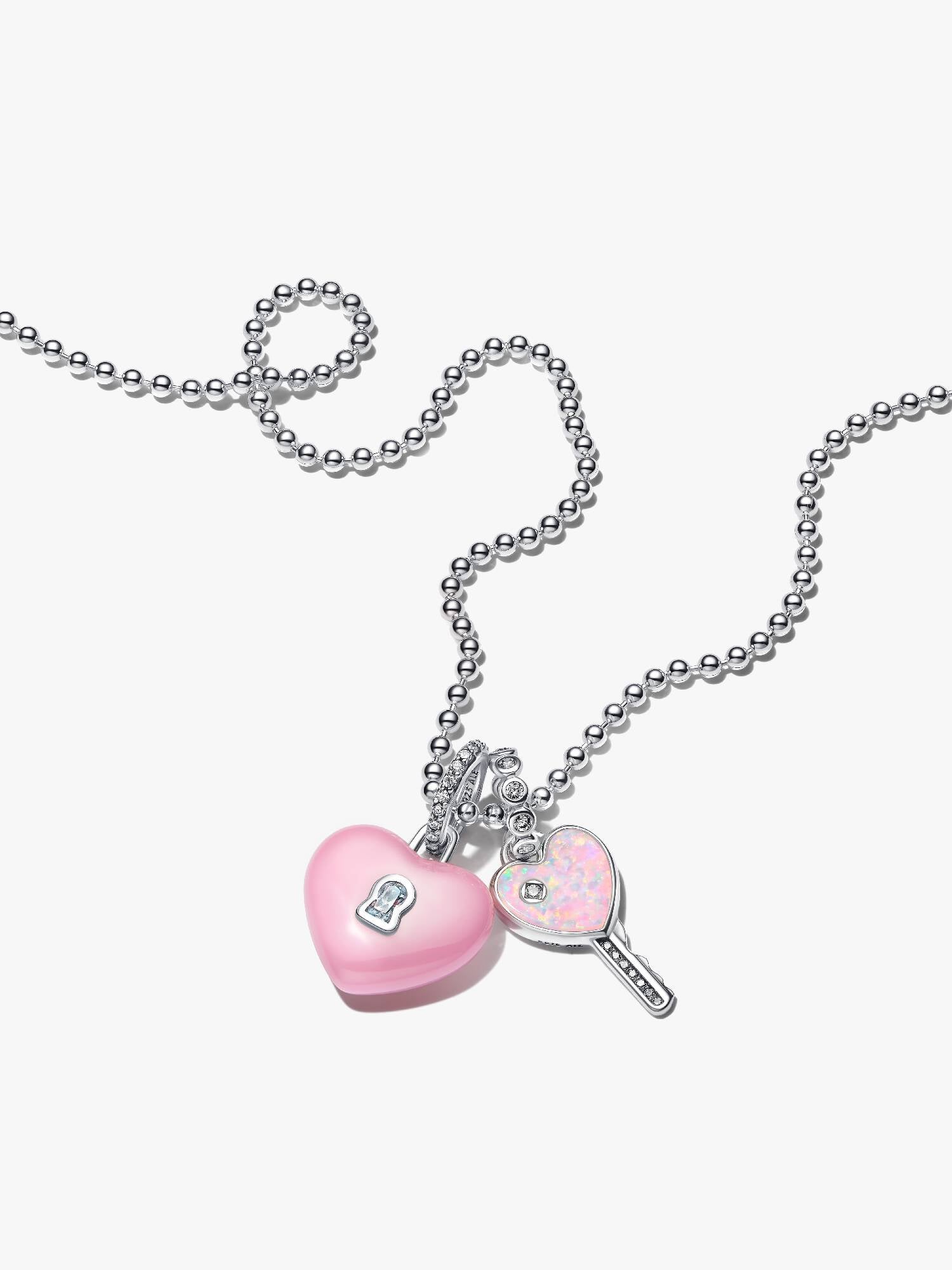Heart Key & Padlock Necklace Set