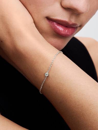 Pandora Era Bezel Sterling Silver Lab-grown Diamond Chain Bracelet