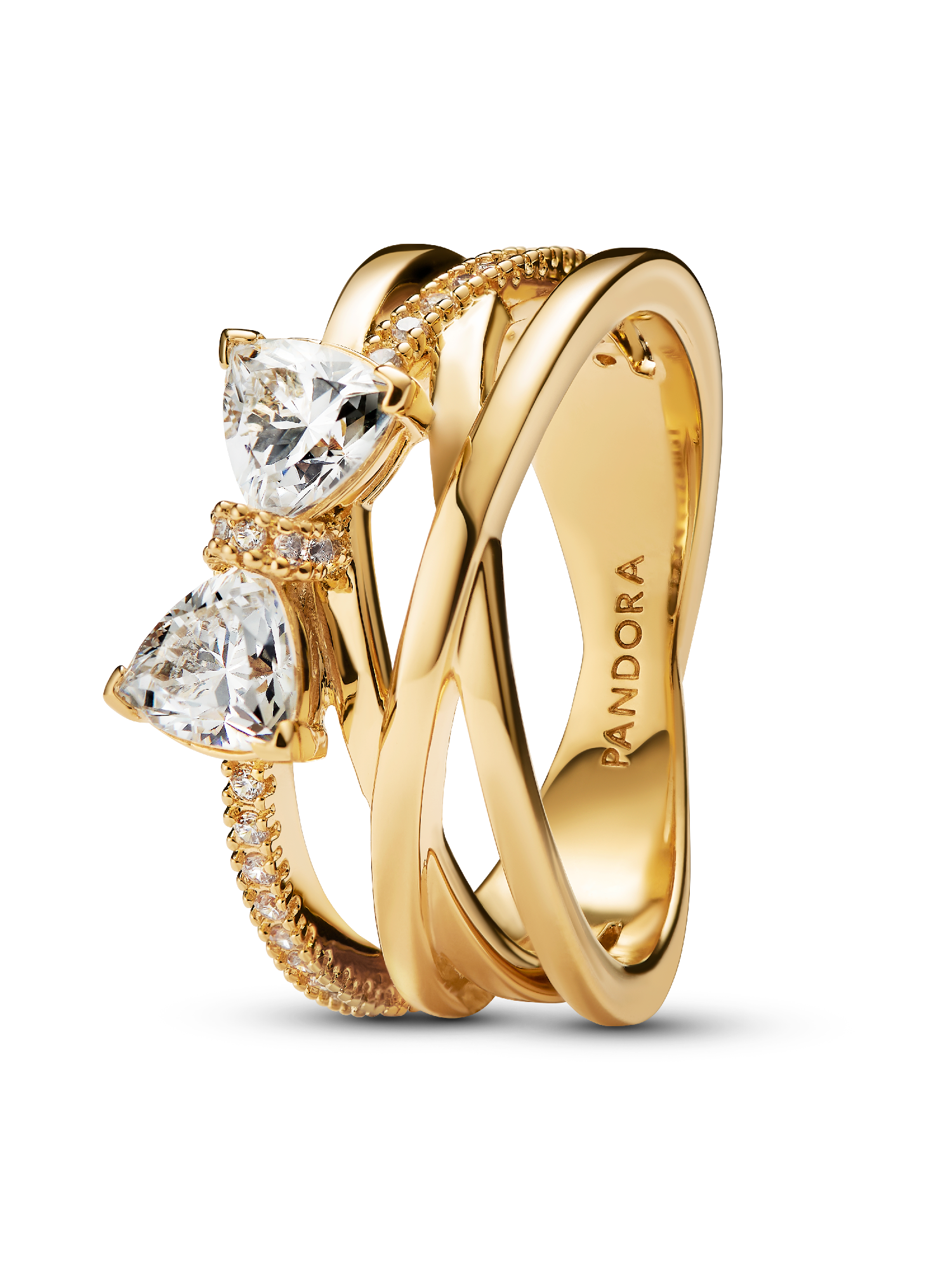 Sparkling Bow & Crossover Band Ring