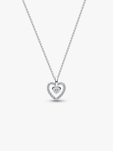 Pandora Talisman Sterling Silver Lab-Grown Diamond Heart Pendant Necklace