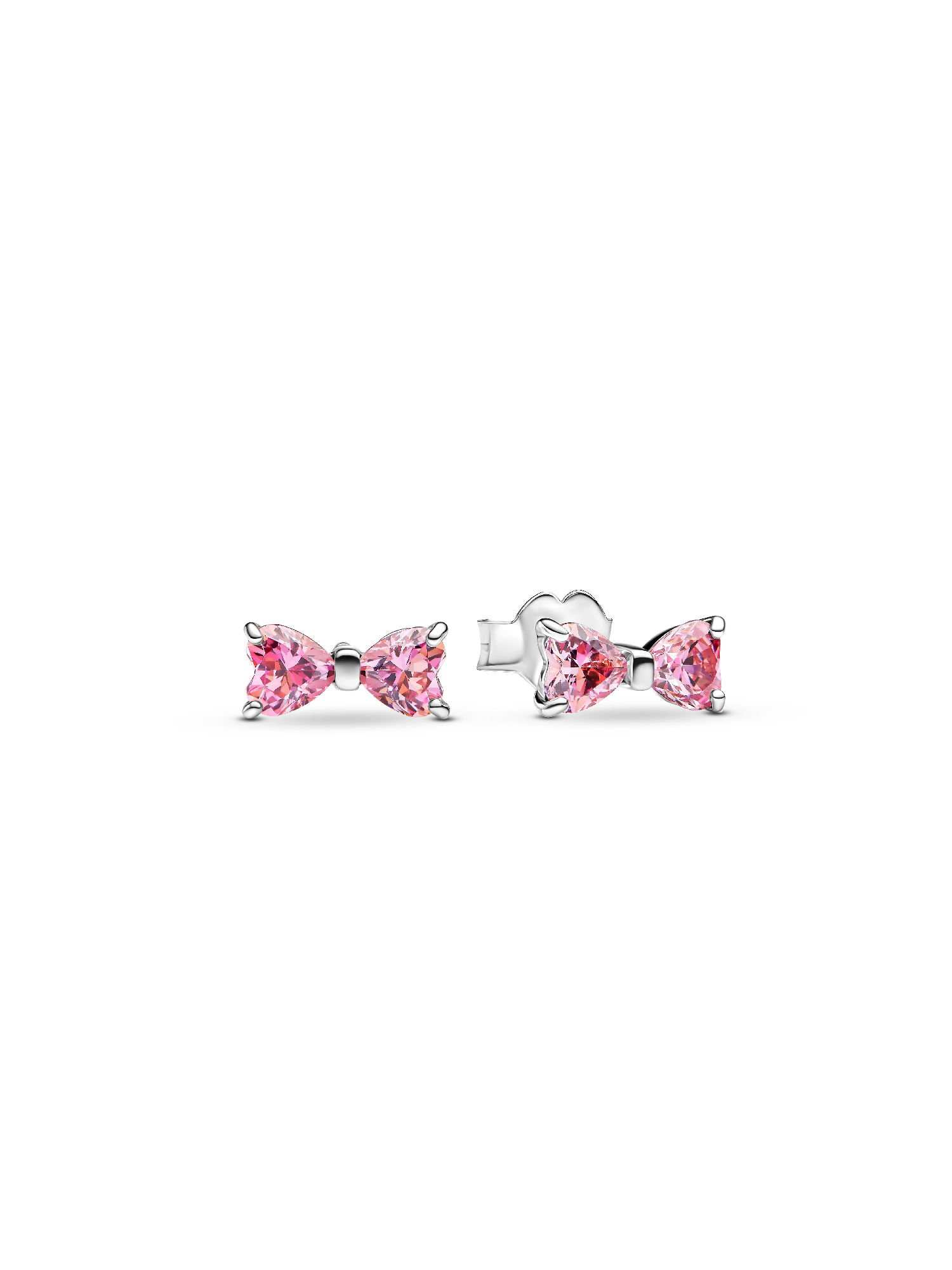 Sparkling Pink Bow Stud Earrings