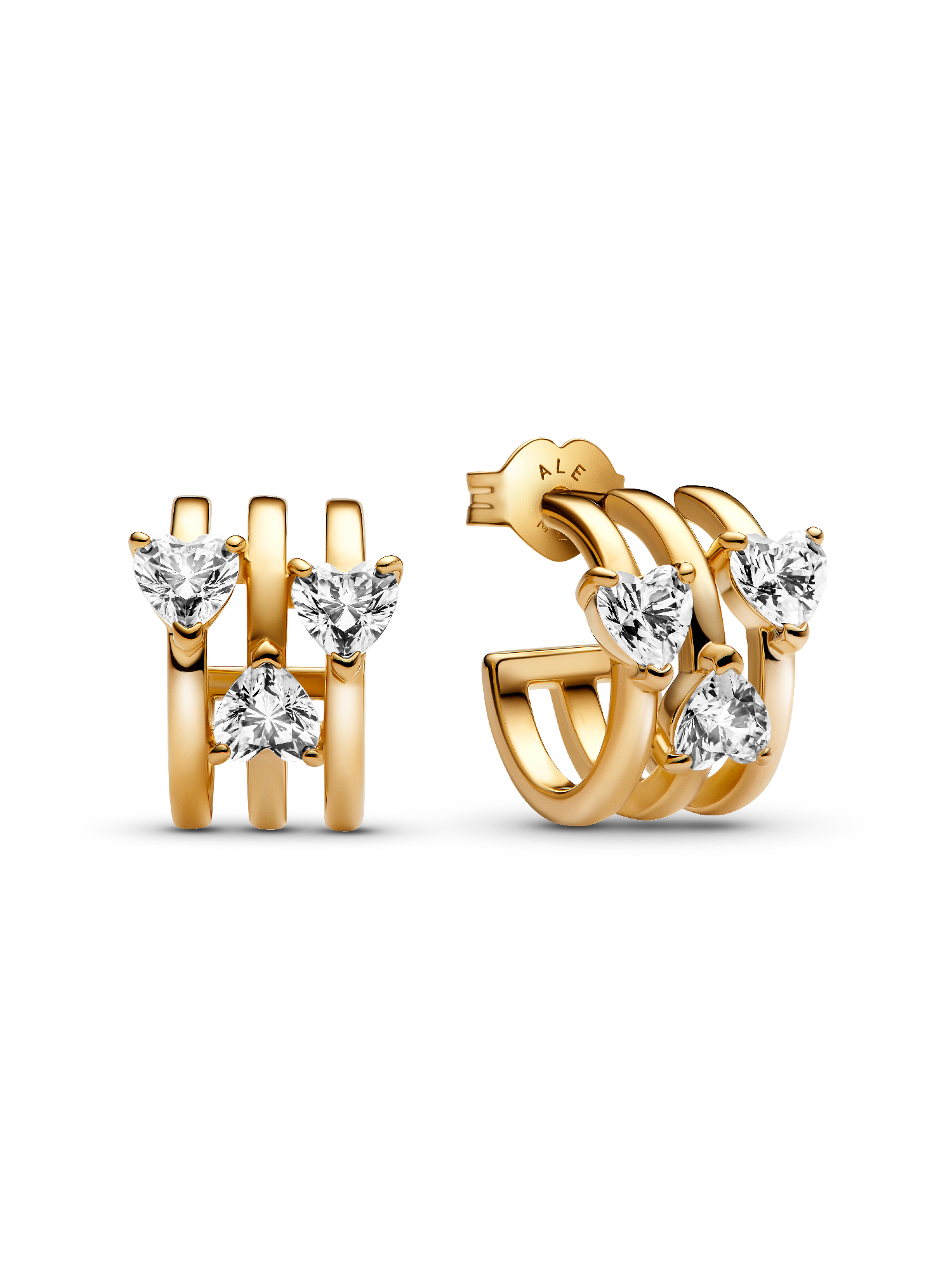 Triple Heart Hoop Earrings