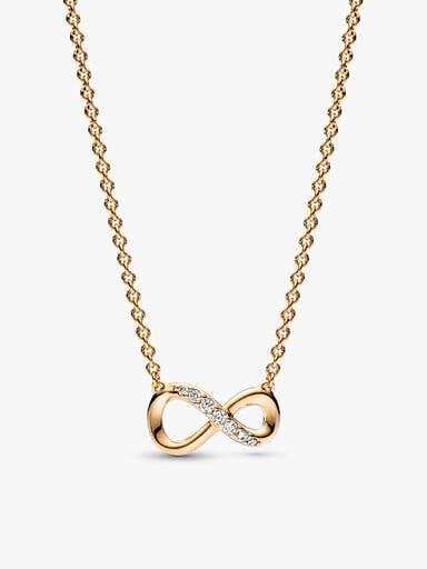 Gold Sparkling Infinity Necklace and Earrings Set