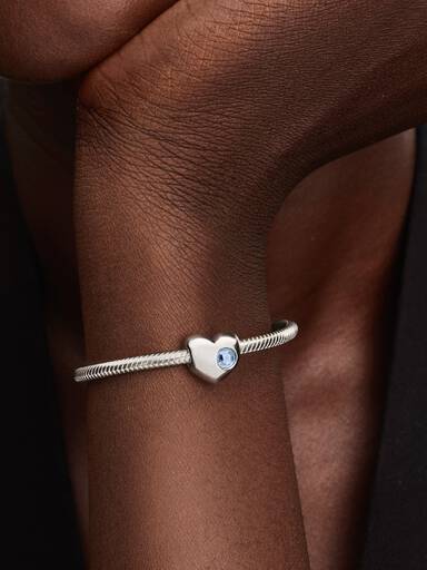Engravable March Birthstone Heart Charm