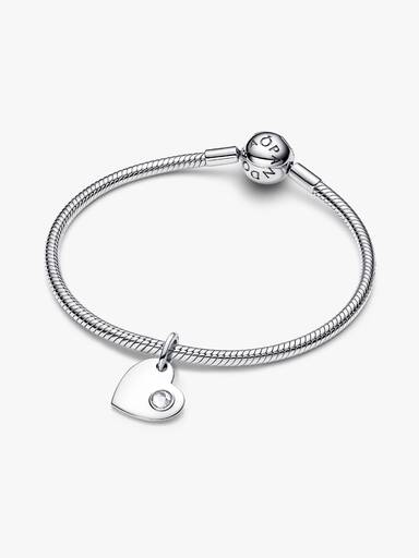 April Heart Clear Stone Dangle Charm