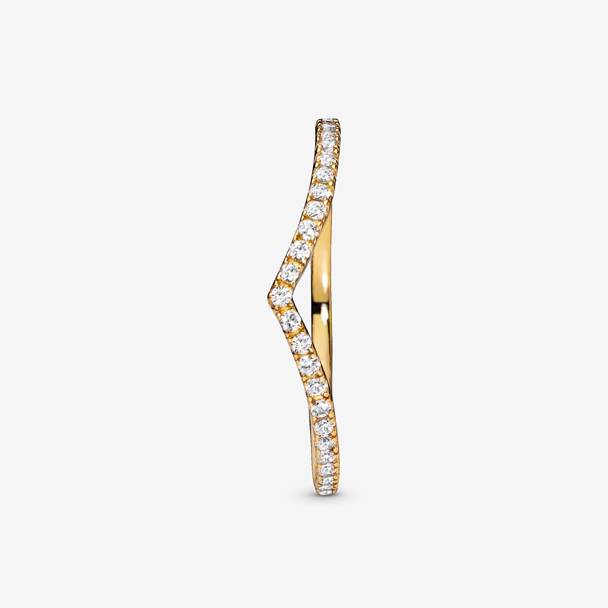Sparkling Wishbone Ring | Gold plated | Pandora UK