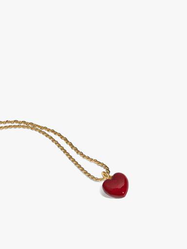 Red Puffy Heart Pendant Necklace