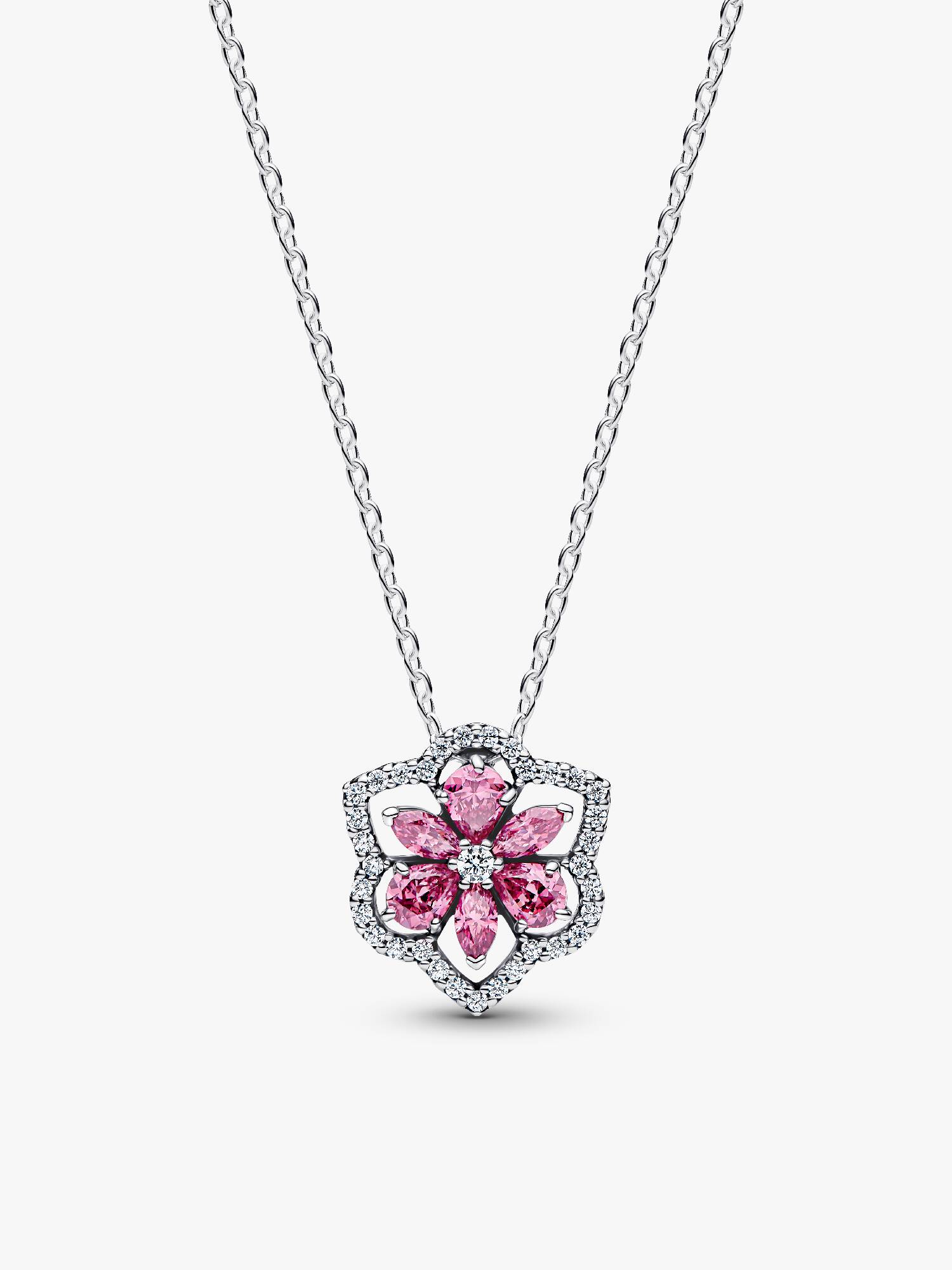 Herbarium Sparkling Pink Flower Pendant Necklace