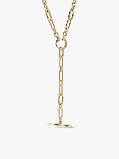Oversized Sun & Moon Medallion Chain Y-Link Necklace