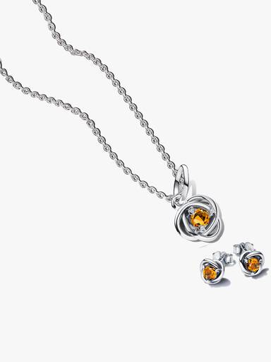 November Braided Birthstone Dangle Necklace & Earrings Set