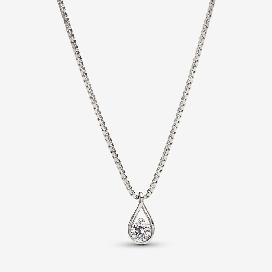 Pandora Infinite 14k White Gold Lab-grown Diamond Pendant Necklace image number 0