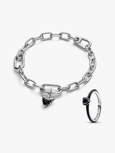 Pandora Me Mini Dangle and Black Chakra Heart Ring Set