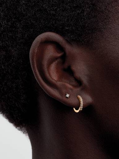 Pandora Era 14k Gold Lab-grown Diamond Pavé Single Hoop Earring