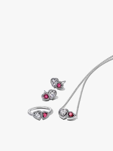 Sterling Silver Halo Hearts Gift Set
