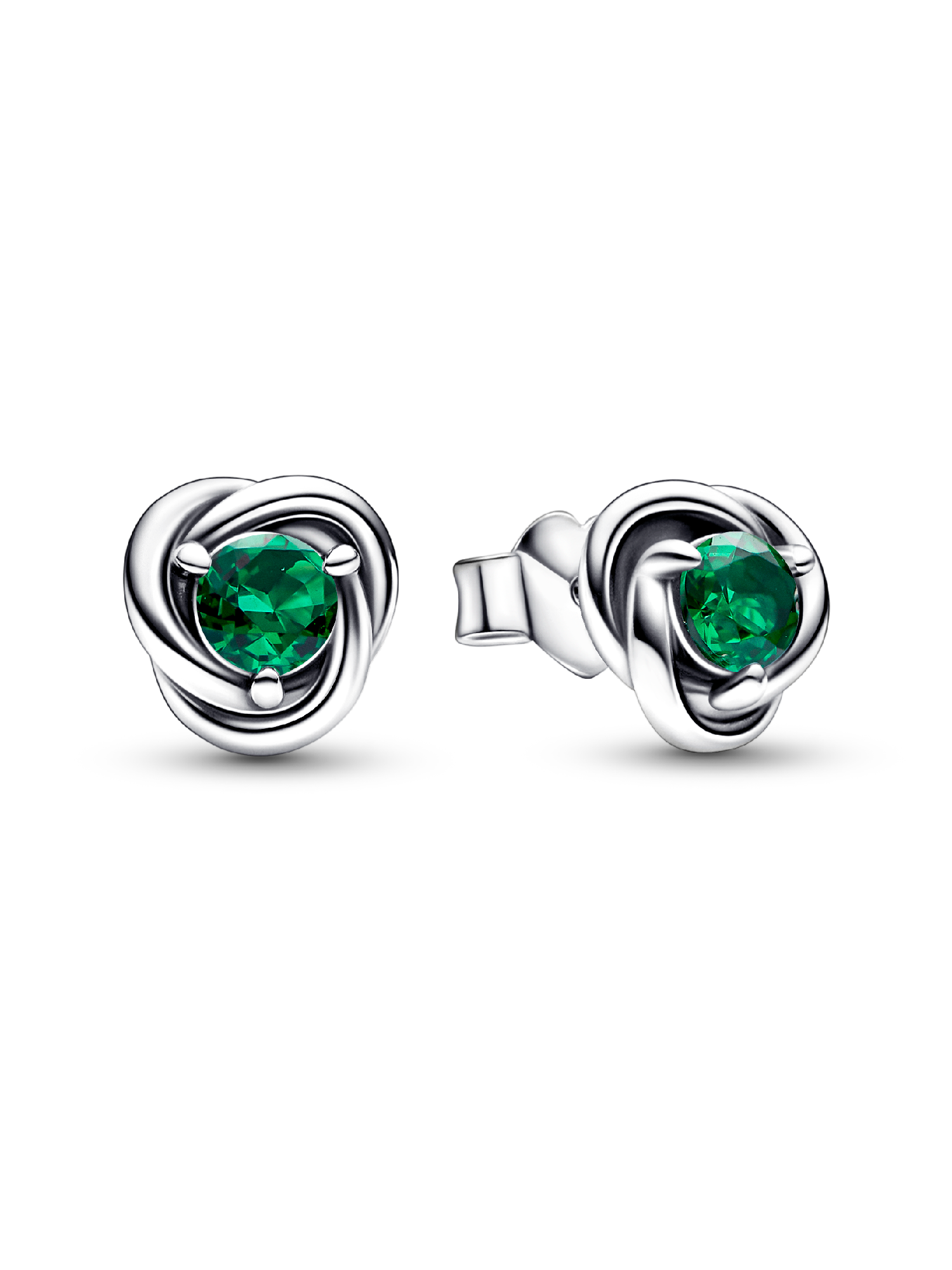 May Birthstone Eternity Circle Stud Earrings
